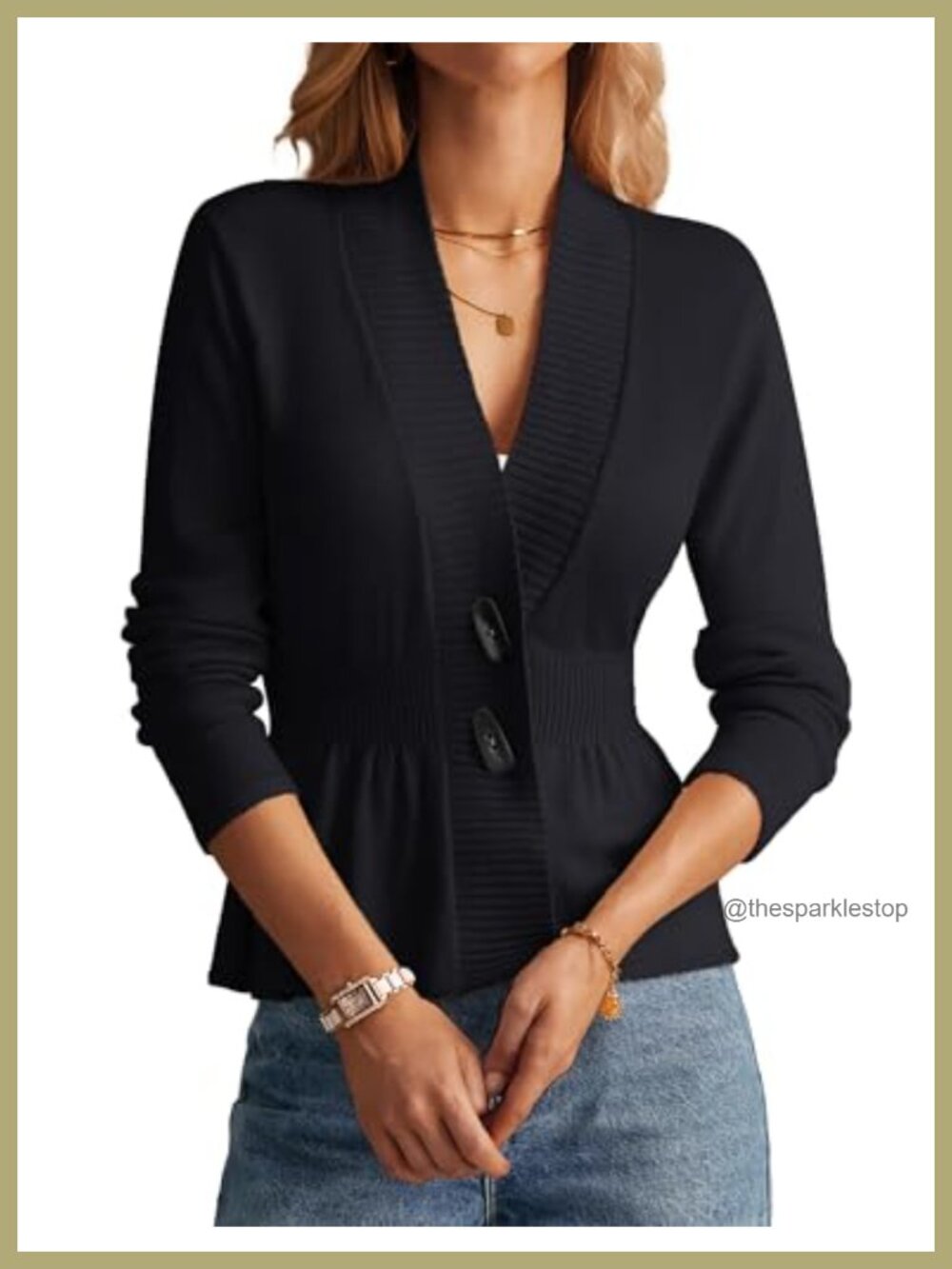 Women's Peplum Button Down Cardigan Lightweight Open Front Crochet Knit Sweater